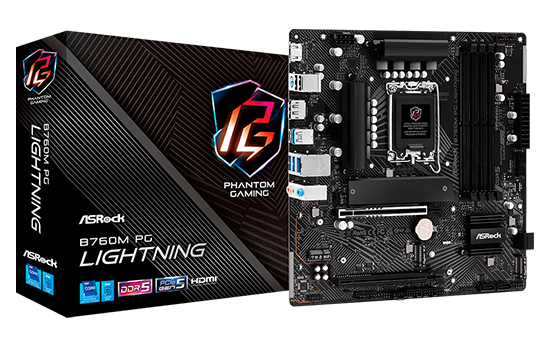 Placa Mãe ASRock B760M PG Lightning, Chipset B760, Intel LGA Placa Mãe ASRock B760M PG Lightning, Chipset B760, Intel LGA